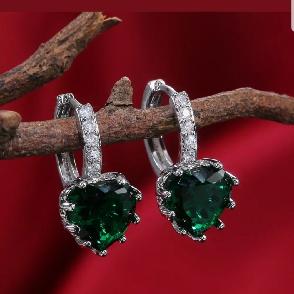 8 Colors CZ crystal trendy earrings Silver new - Picture 8 of 8